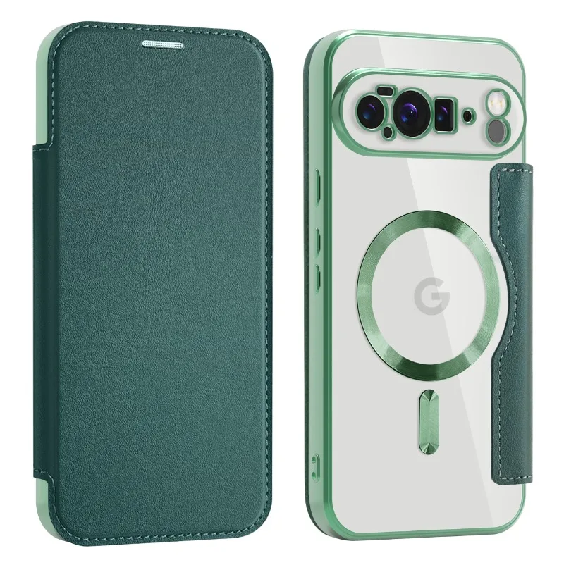 Luxury TPU Flip Card Holder Leather Phone Case with MagSafe Magnetic Wireless Charging Feature