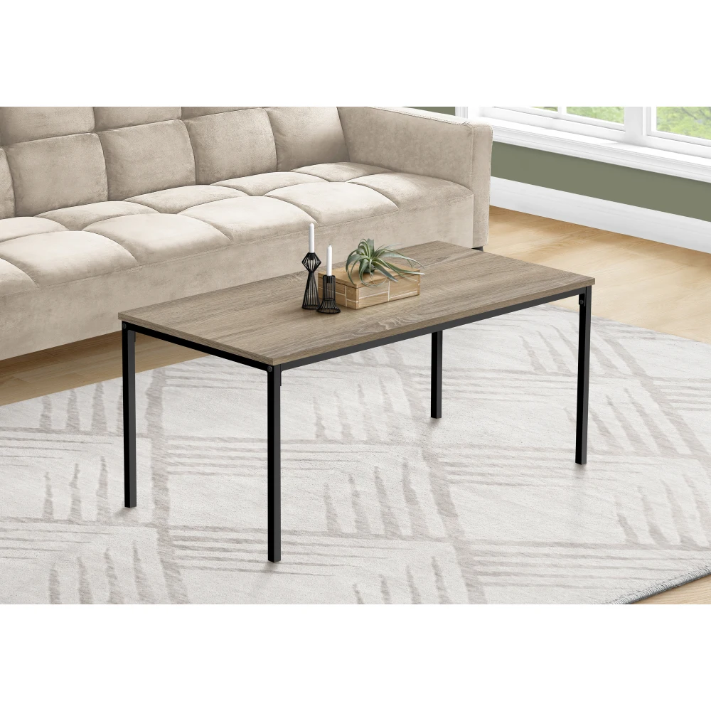 Coffee Table, Accent, Cocktail, Rectangular, Living Room, 40"l, Brown Laminate, Black Metal, Contemporary, Modern 4