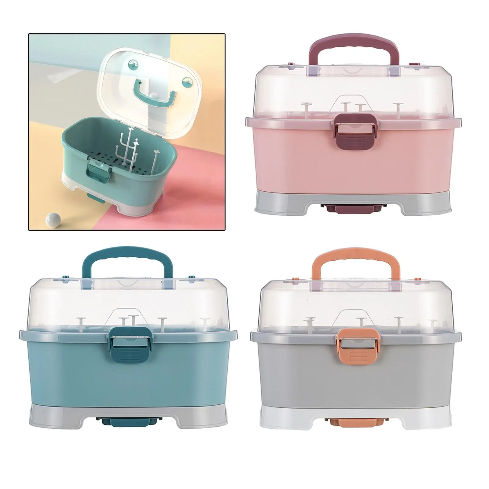 

Portable Baby Milk Bottle Drying Rack Storage Container Box Holder Feeding Bottle Dryer Box with Lid Dust Protection Drainer