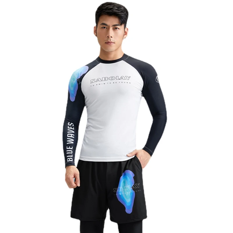 

UPF50+ Surfing Rash Guards Men Long Sleeve Swimsuit Sun Protect Rashguard Surf Swimming Sailing Diving Websuit Sport Wear Suit