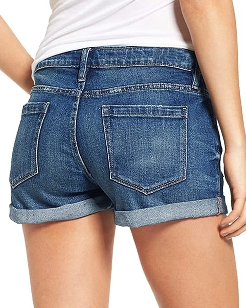 Denim shorts side view