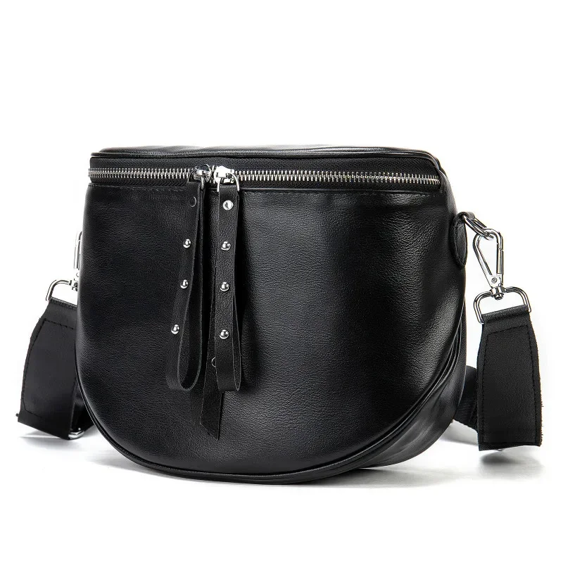 

Fashion Saddle Design Women. cowhide shoulder Oblique bag Genuine leather Random Korean Style Chest Crossbody s