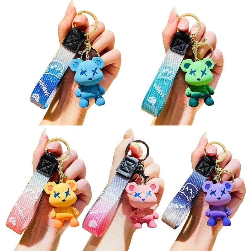

Y166 Colorful Resin Keyring Bear Keychain Bag Pendant Christmas Gift for Women
