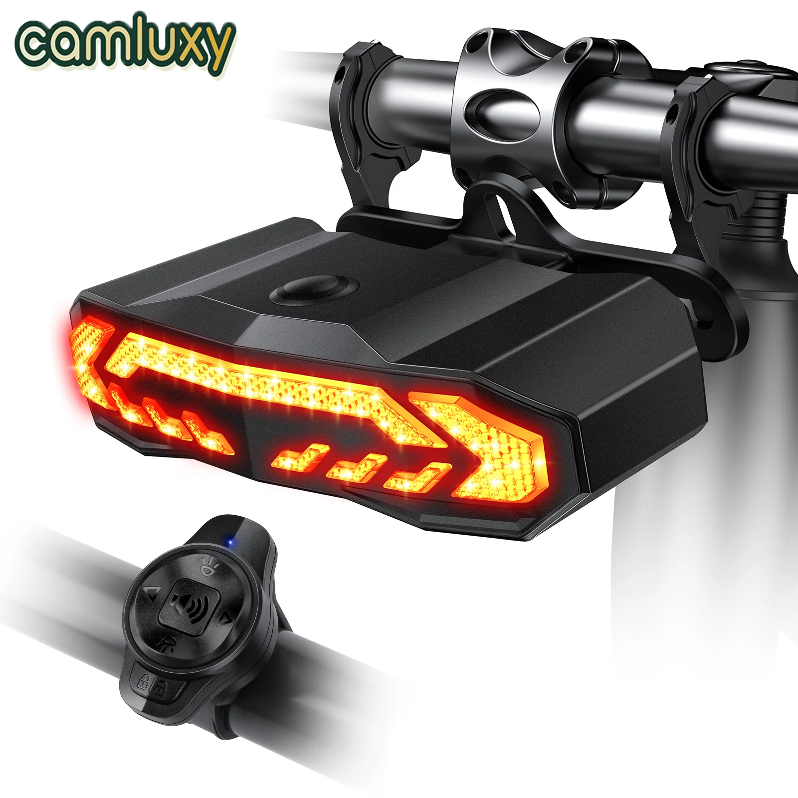 Camluxy 110dB Smart Bike Lights with Turn Signals USB Rechargeable Bike Headlight & Horn for Mountain Ebike Safety