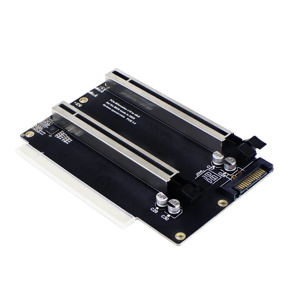 PCIe 3.0 PCI-E 4.0 x16 1 bis 2 Erweiterungskarte Gen4 Split-Karte PCIe-Bifurkation 16X bis x8x8 Abstand CPU 4P/Sata-Stromversorgungsanschluss – Detail 27