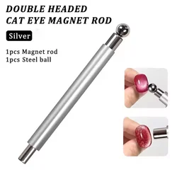 Round Steel Magnetic Ball Double - Headed Cat - Eye Magnet Stick Pen Tool (Silver)
