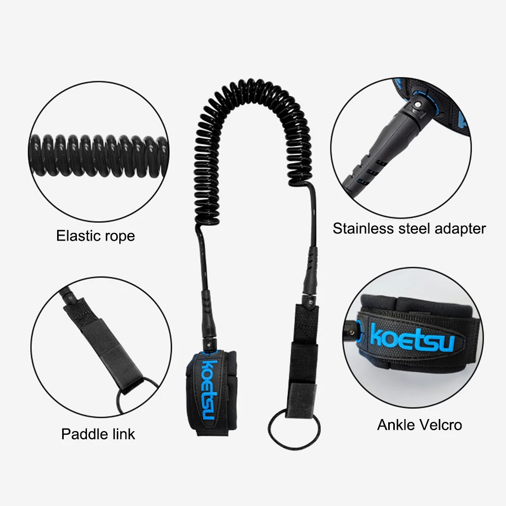 Sup Board Foot Leg Rope Practical Coiled Surfboard Leash Elastic Surfing Stand UP Paddle Board Ankle Leash Surfing Accessories surfboard leash