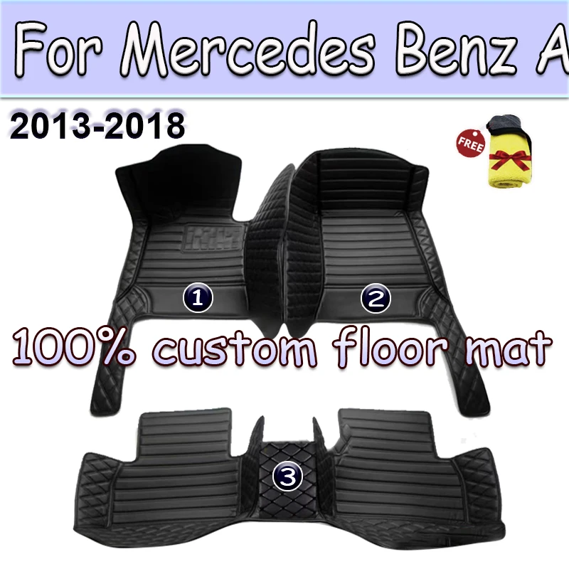 

Автомобильные коврики для Mercedes Benz A Class W176 2013 ~ 2018, автомобильный коврик для защиты от грязи, водонепроницаемые коврики, автомобильные аксессуары для интерьера