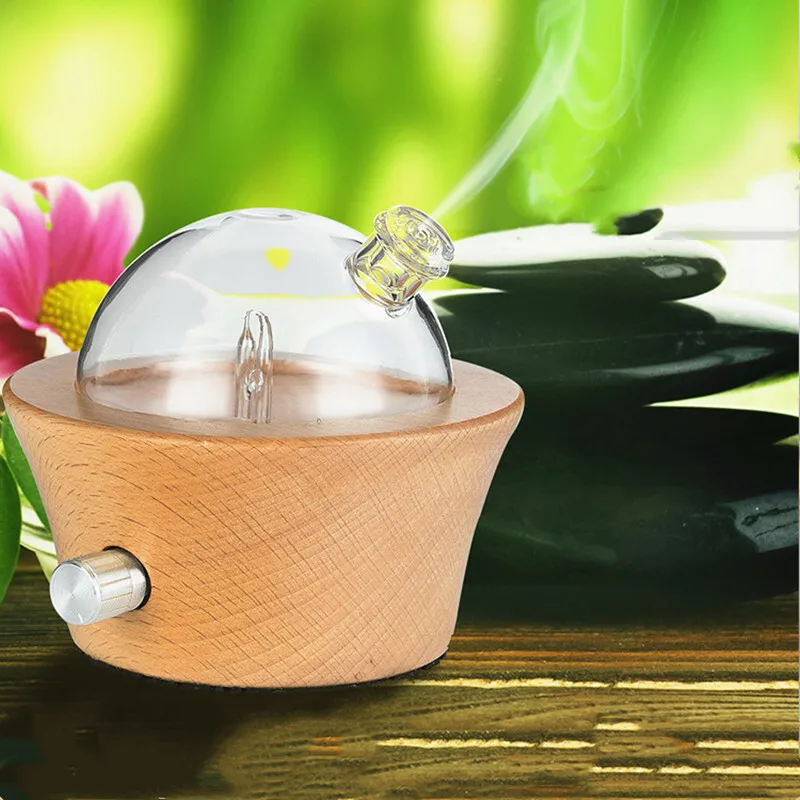Wooden Glass Aroma Diffuser Waterless Essential Oil Nebuliser_voghion.com
