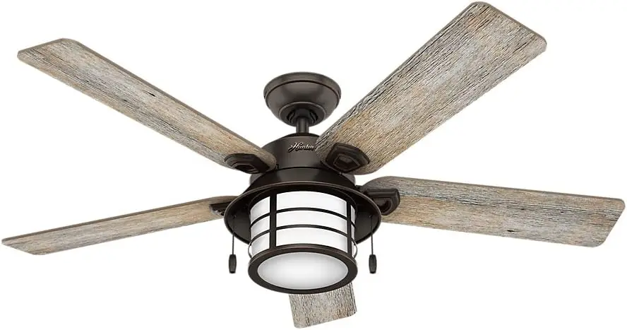 

Hunter Fan Company Key Biscayne 54-inch Indoor/Outdoor Onyx Bengal Rustic Ceiling Fan With Bright LED Light Kit, Pull Chains,