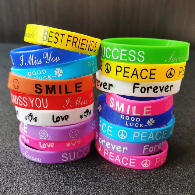 15PCS Children Lovely Silicone Wristbands Rubber Bracelets Toys Party Gifts  For Kids Boys Girls Rainbow Multi Inspaire Band