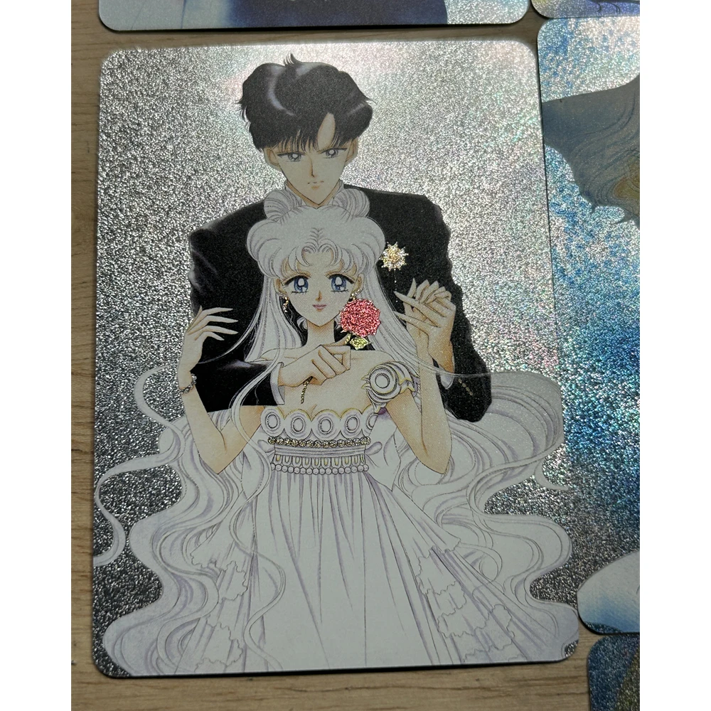 10Pcs/set Diy Tsukino Usagi Chiba Mamoru Chibiusa Original Painting Double-Sided Flash Card Classic Anime Collection Cards Toy