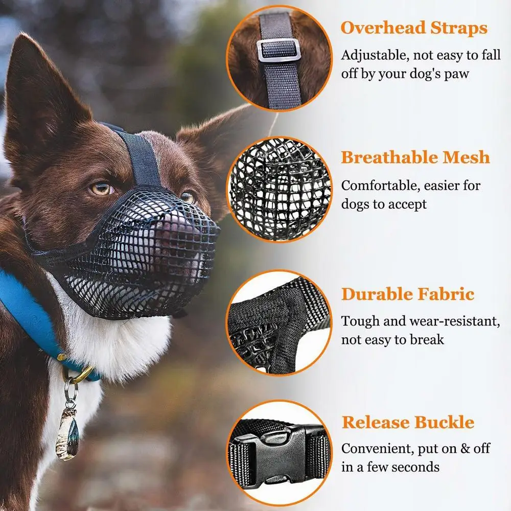 Dog Muzzle - Soft Mesh Covered Mouth Guard