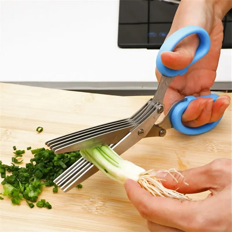 Multifunctional Stainless Steel Knives Kitchen Scissors Scallion Cutter Herb Laver Spices Onion Cook Cut kitchen knives