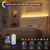 Full Upholstered LED Bed Frame with 2 Storage Drawers, Velvet Platform Bed with Wingback Headboard, Solid Wooden Slats Support 4