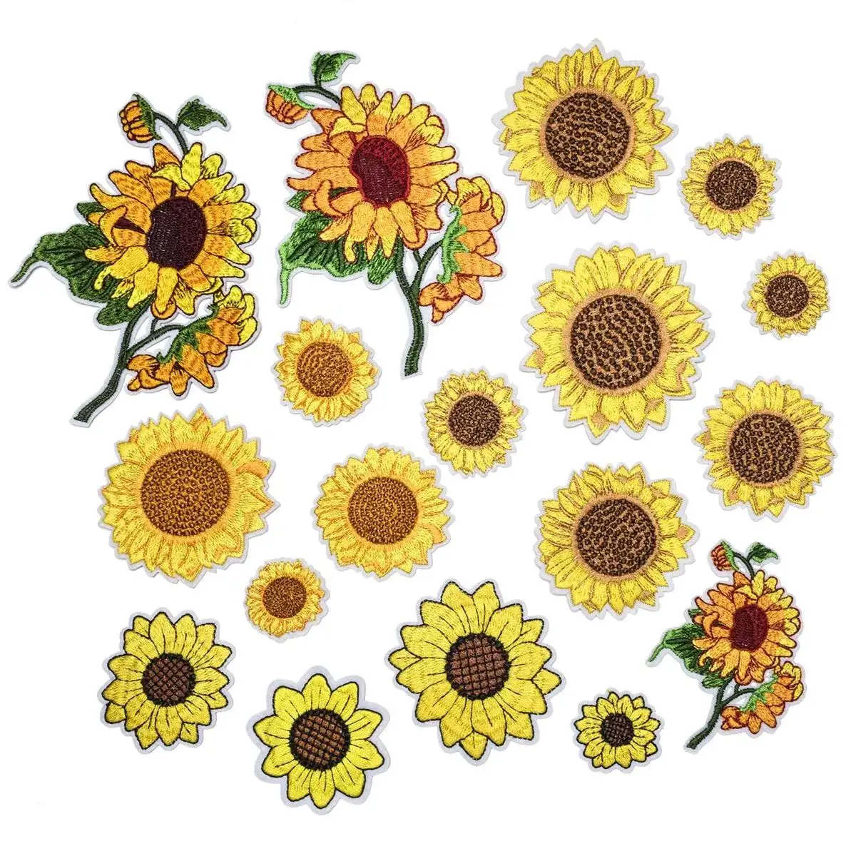 

18Pcs/set Sunflower Series For Clothes Iron on Embroidered Patches For decor Jeans hat Sticker Sew-on DIY Patch Applique Badge