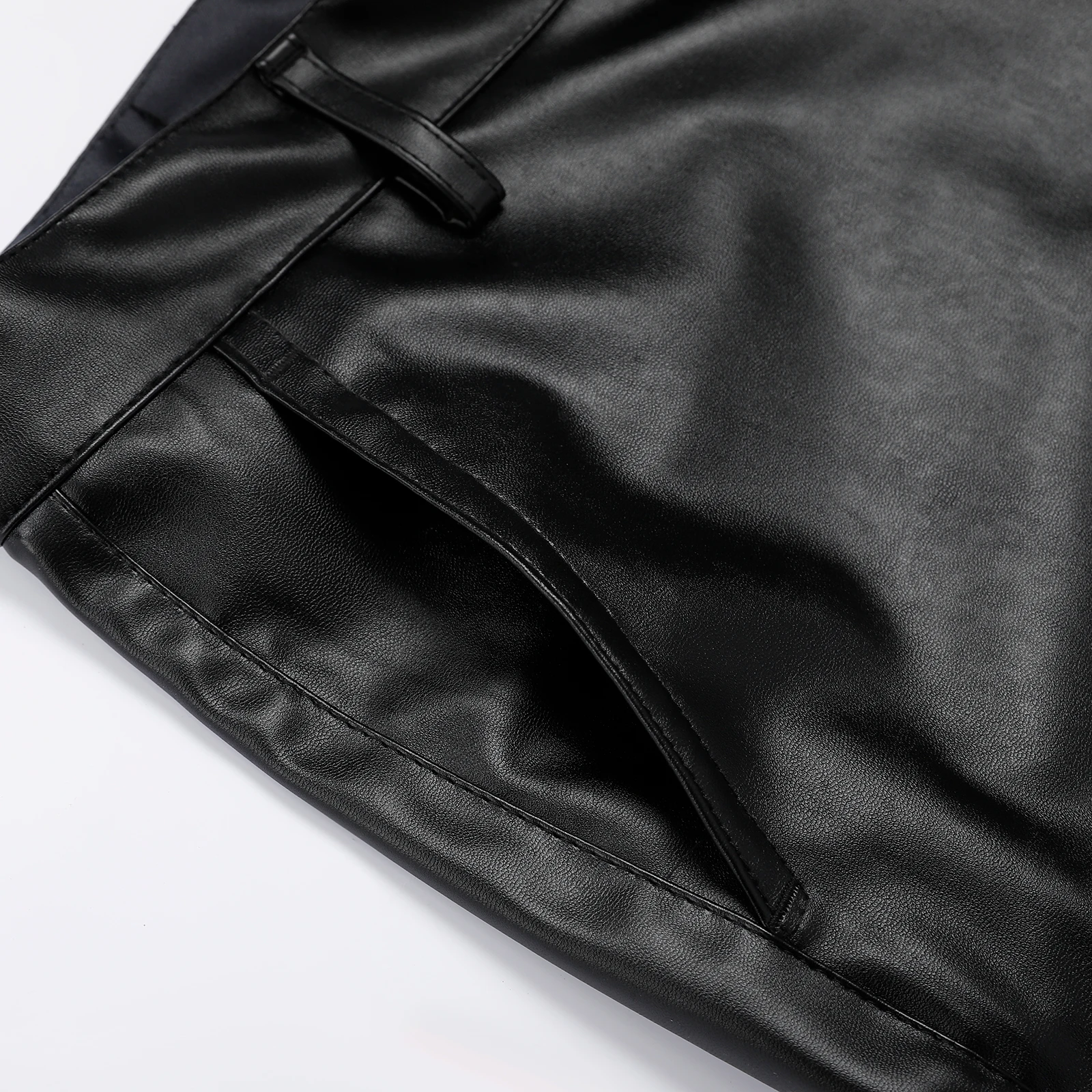 Men's Leather Shorts Elastic Fashion PU Leather Short Pants Dance & Party 3