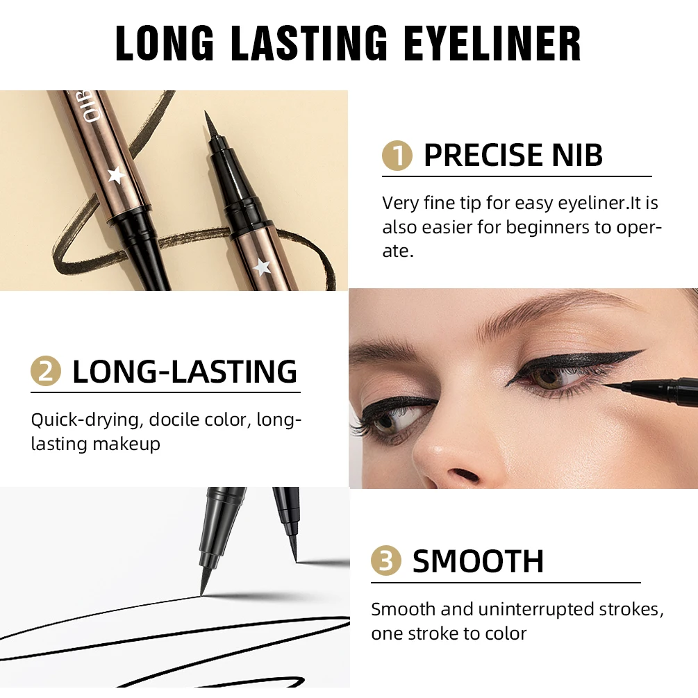 Eyeliner Pencils Liquid Eyeliner Eyeliner Pen Quick Drying Waterproof Precision Long-lasting Black Smooth Make Up Brown
