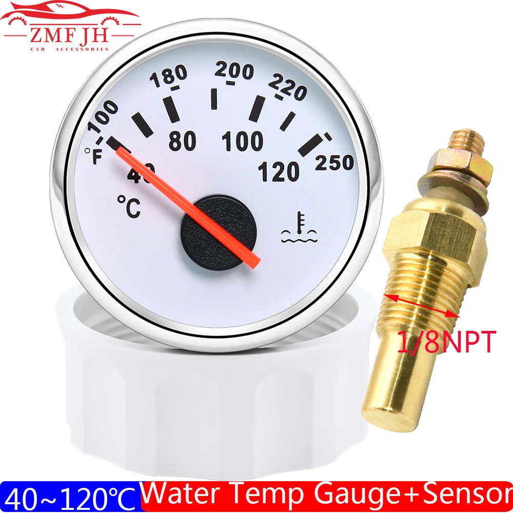 2" 52mm Water Temperature Gauge With Sensor 1/8npt 40120 Celsius 100