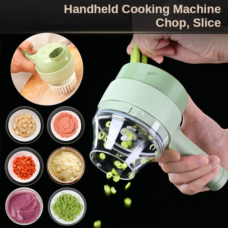 4 In 1 Electric Vegetable Cutter，garlic Crusher Vegetable Chopper