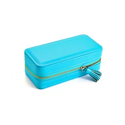 Luxury PU Leather Jewelry Box - Portable Travel Case & Organizer for Rings, Watches, and Necklaces - Ideal Gift for Him (Baby Blue16)