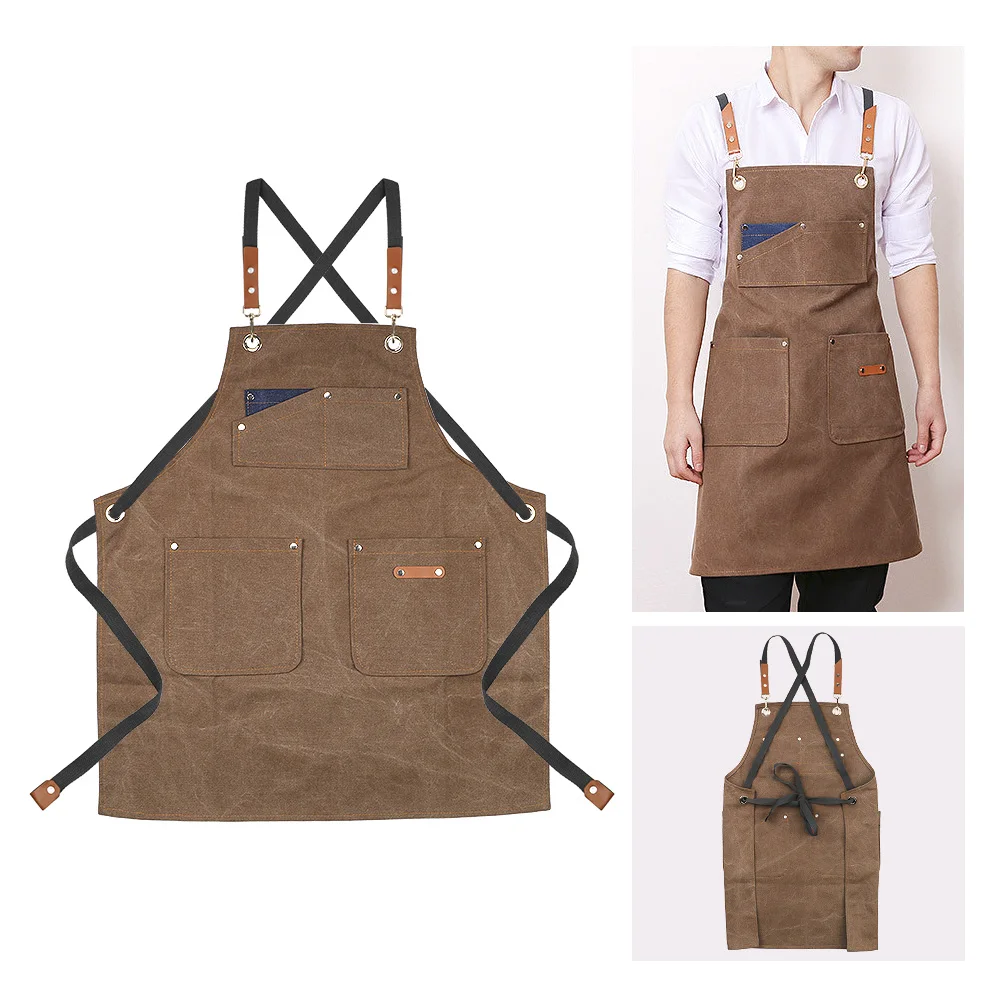 

Woman Men Chef Work Apron For Cafes Grill Restaurant Bar Shop Canvas Kitchen Aprons Home Sleeveless Aprons