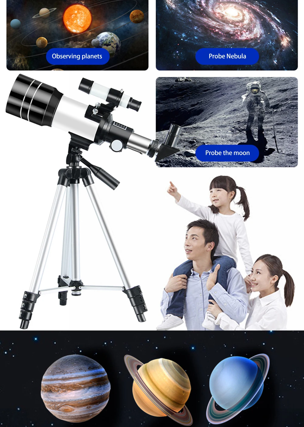 Télescope astronomique professionnel monoculaire 150x RUMOCOVO 70mm — free download