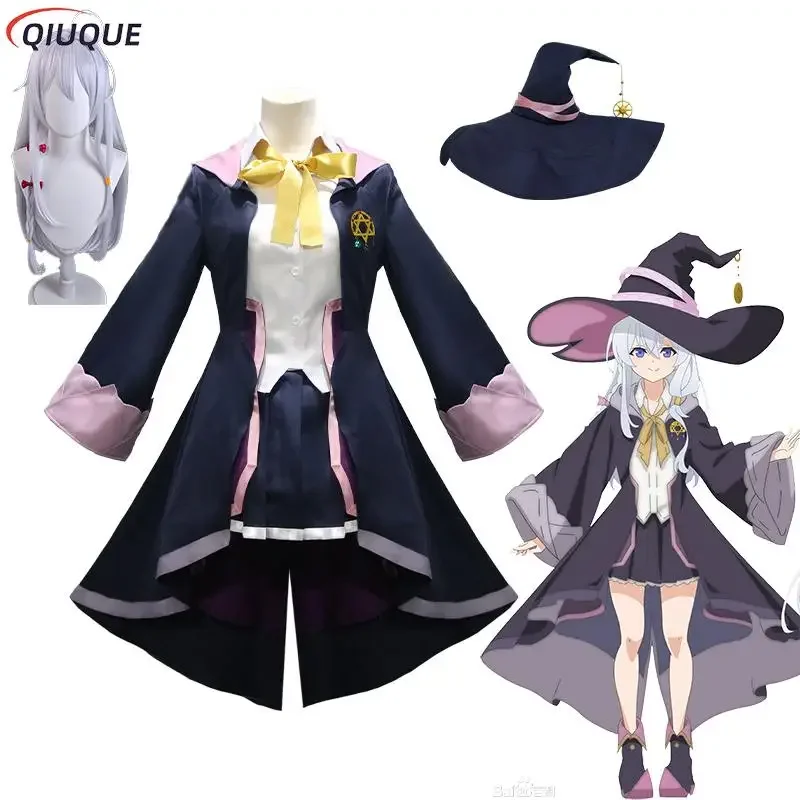 

Anime The Journey of Elaina Cosplay Costume Hat Wig Wandering Witch Outfit Majo no Tabitabi Lovely Halloween Party Suit