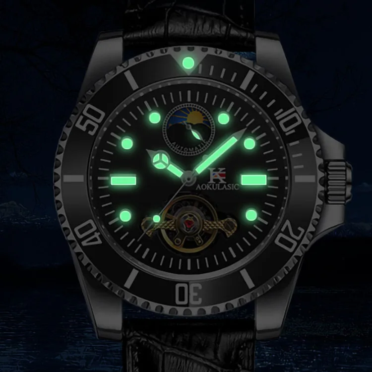 AOKULASIC Klassiek mechanisch herenhorloge met tourbillon, skelet, automatische herenhorloges, topmerk luxe leren band_voghion.com