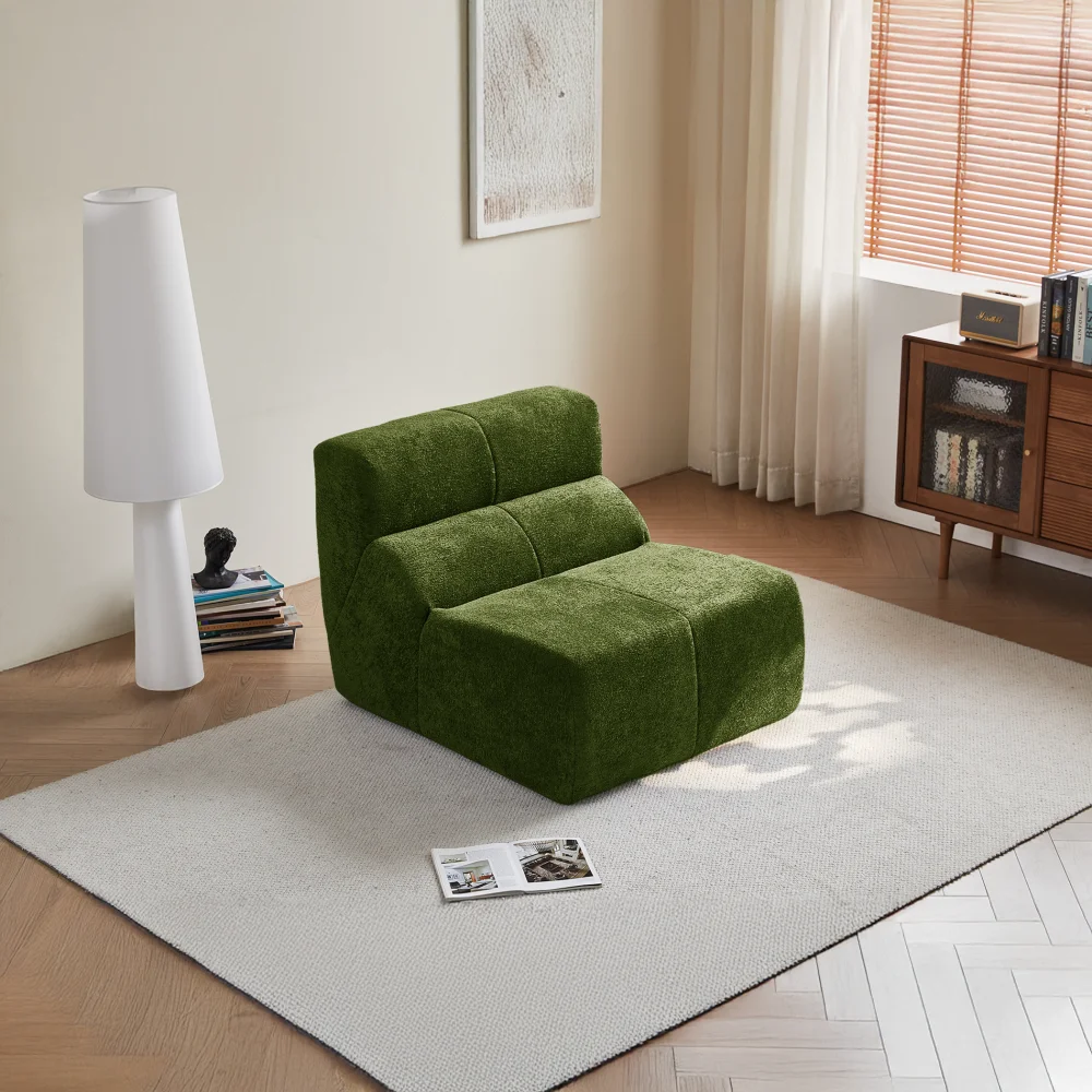 Luxuriöser Einzelsofastuhl aus weichem Regentropfen-Samt mit ergonomischem Design für Wohnzimmer, Büros und kleine Wohnungen – Detail 26