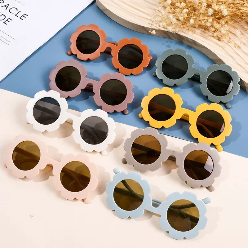 Kids Sunglasses Acrylic Flower Outdoor Sun Protection Summer Children Cute Baby Girls Classic UV400