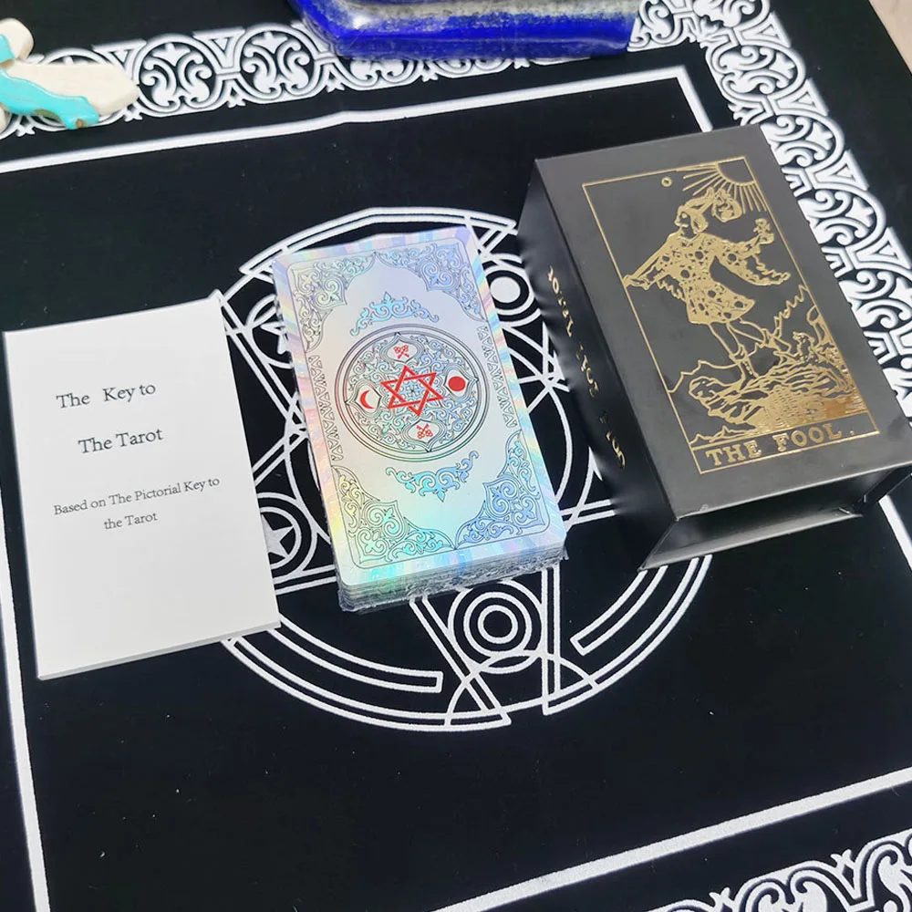 Tarot Suit Laser Colorful Divination Board Game Prediction Card PVC Luxury Gift Box Waterproof and Wearable High-end 80pcs 80pcs astrology rose gold tarot card set table game 12 7cm paper guide divination forecast waterproof and wearable high end