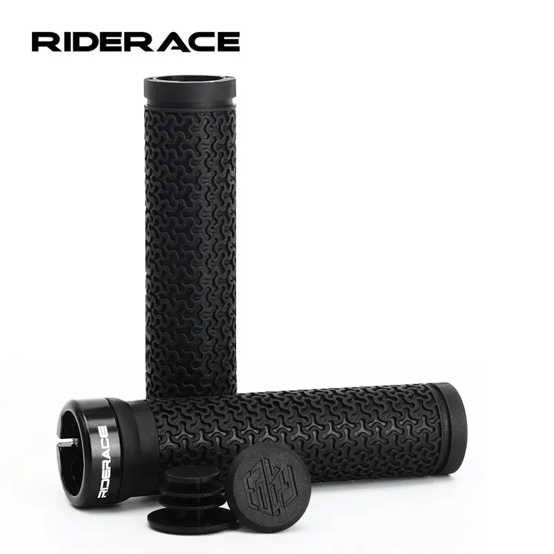 RIDERACE Non-slip Rubber Bicycle Handlebar Grips with Soft Locking Cover
