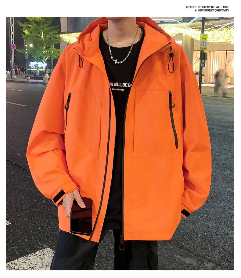 Lässige Herren-Kapuzenjacken für Outdoor-Aktivitäten 2026 Frühling Herbst Jugend Streetwear Lose Einfarbige Mäntel mit Reißverschluss Windbreaker Oberbekleidung – Detail 16