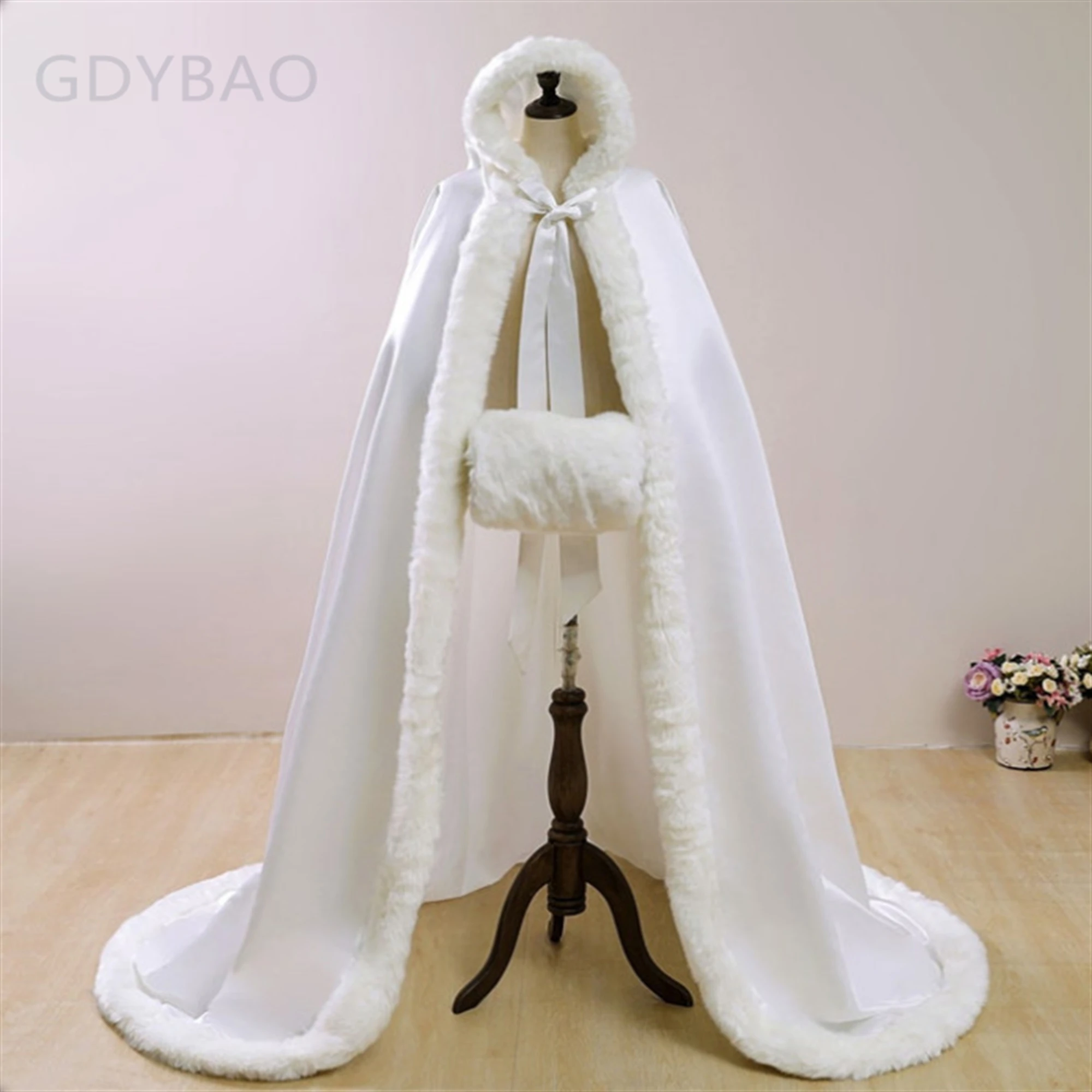 Warm Bridal Cape Winter Fur Women Jacket Bridal Christmas Floor Length Cloaks Long Party Wedding