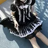 Harajuku Punk Black White Piano Keys Skirts Sweet Lace Ruched Cake Skirt for Women Y2k High Waist All-match Faldas Mujer 2