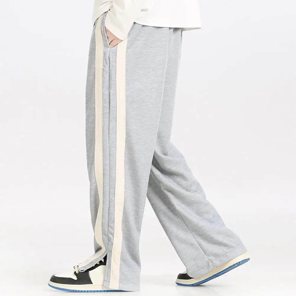 남성용 스트라이프 와이드 레그 스웻팬츠, 다용도 바지, 편안한 스타일리시 캐주얼 남성 바지