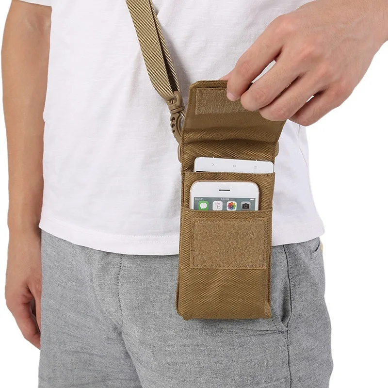 Outdoor Double Pocket Molle Phone Pouch Tactical Cell Phone Holster Hunting EDC Waist Pack Mobile Phone Holder Case Shoulder Bag