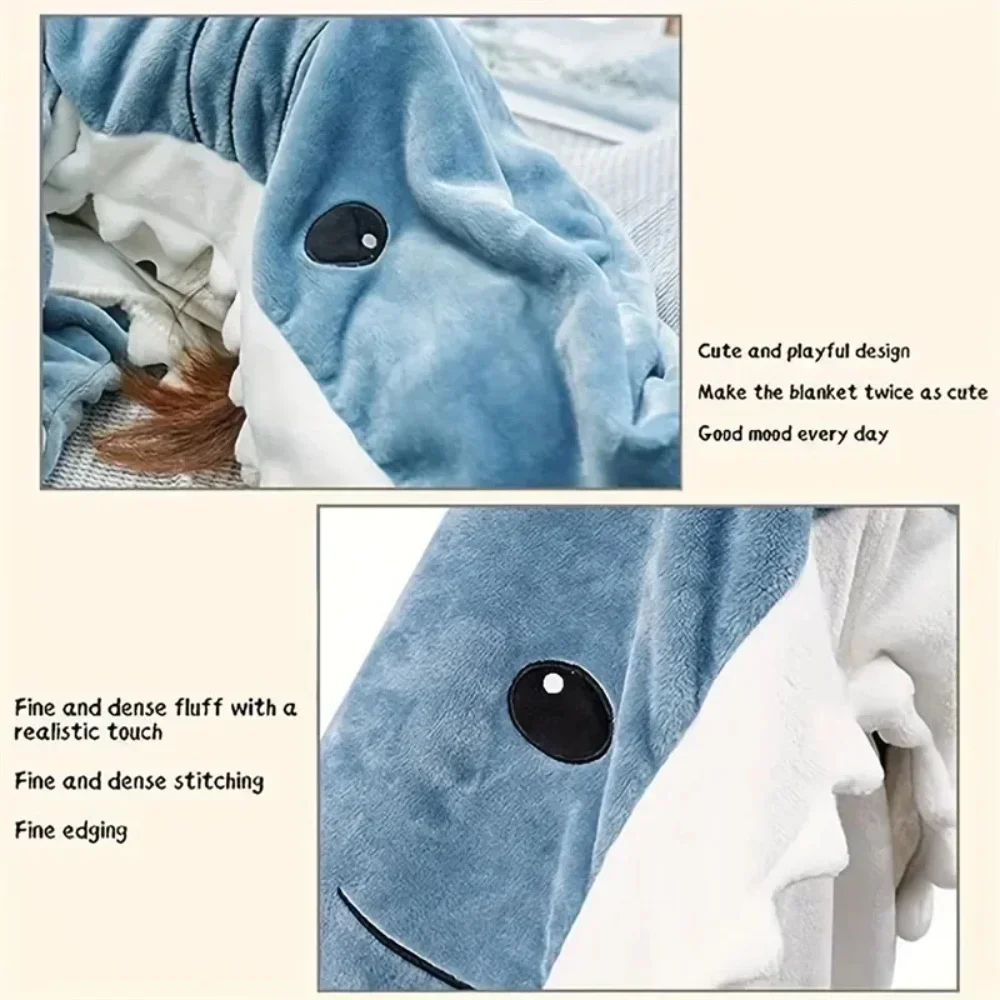 Wearable Blanket 1pc Shark Blanket For Adult Winter Warm Hooded Playsuit Onesie Funny Sleeping Bag For Slumber Party
