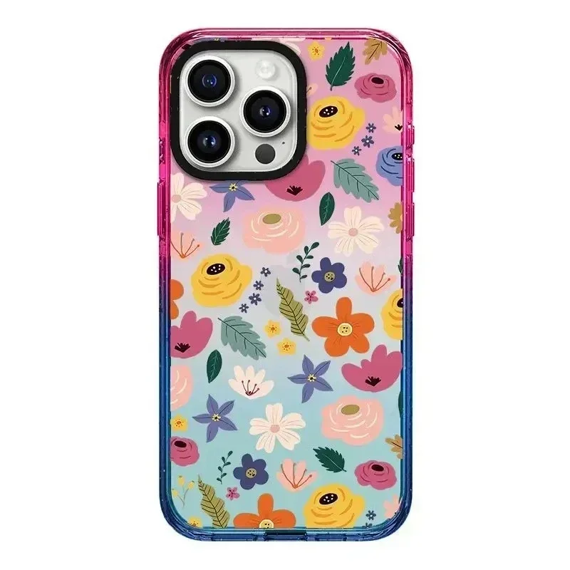 2.0 Acrylic Colorful Border Flower iPhone 11 12 13 14 15 Pro Max Case - Protective iPhone Case