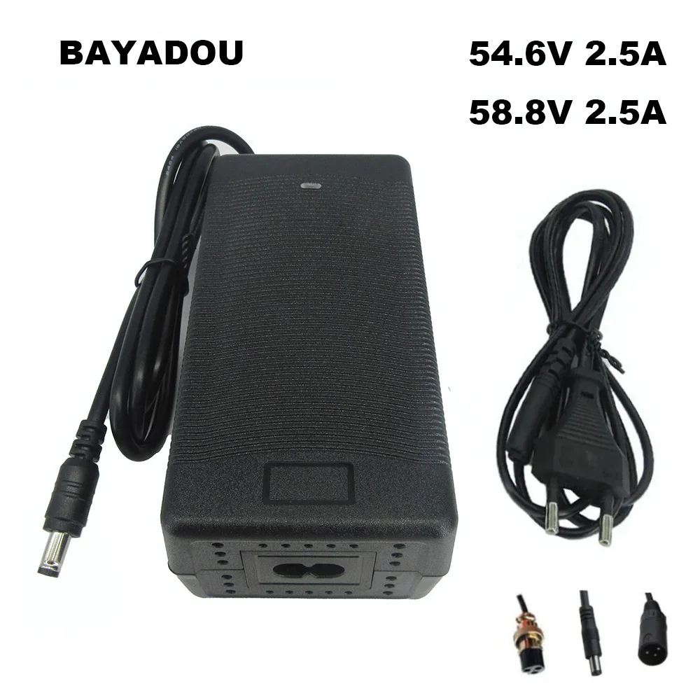 

13S 48V 54.6V 2.5A Lithium E-Bike Bicycle Charger 14S 51.8V 52V 58.8V 2.5A 2A Li ion Ebike Scooter Battery Charger DC GX16 XLRM