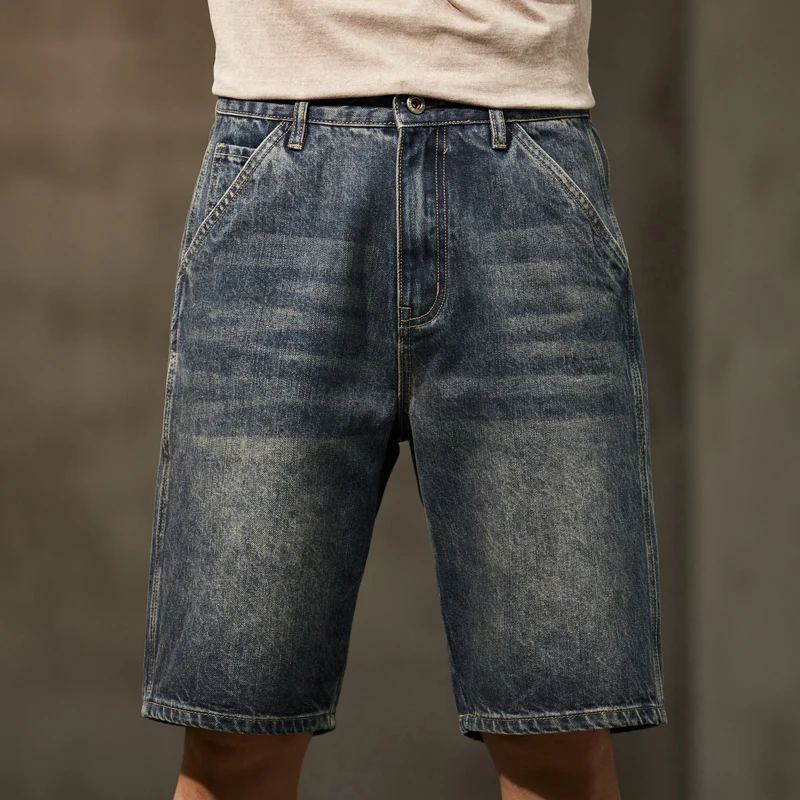 Men Summer Short Jeans Denim Shorts Loose Fit Wide Leg Baggy Jeans Knee Length Pants Casaul Large Size Oversized 42 Men's Shorts 2