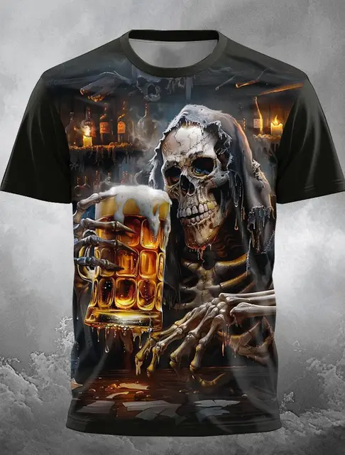 Skull Beer Printed T-shirt