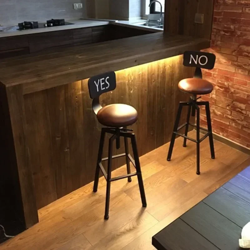Industrial Swivel  Bar Stools ,Wrought-iron Bar Chair,Household Lift Bar Chairs,Solid Wood High Chair,High Bar Stools 2