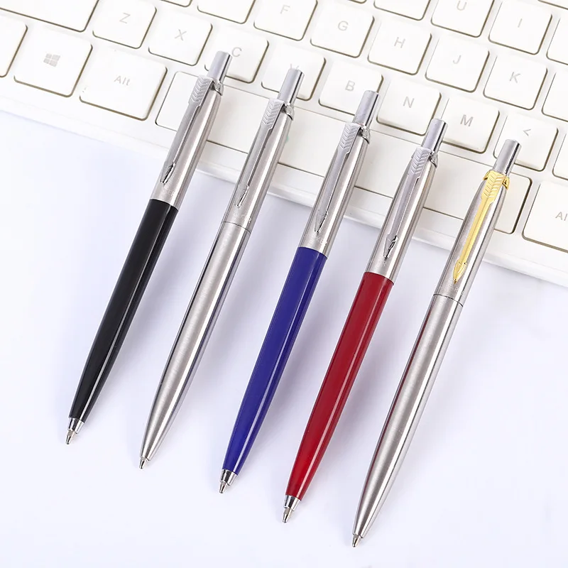 

20PCS Metal Ballpoint Pen Press Style Commercial Gift Pens For School Office Core Automatic Ball Pen