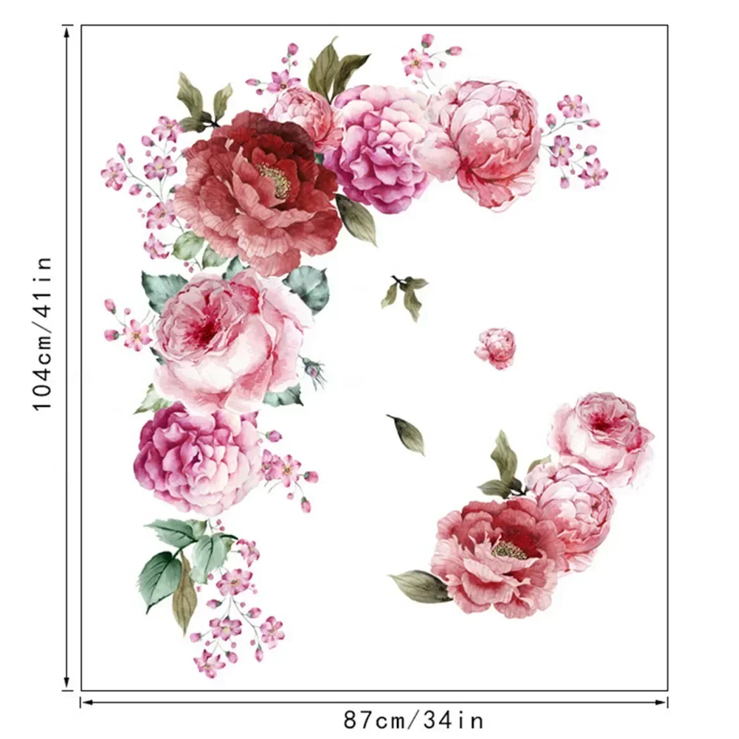 1 Set Peony Rose Flower Wall Sticker Living Room Home Decoration wall stickers wall sticker