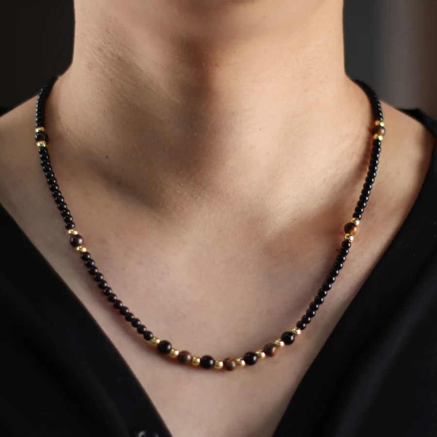 Hematite Stone Men Necklace Handmade 23 Inches Long