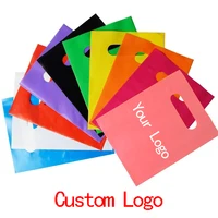 100Pcs Customized Logo Color Shopping Bag With Handle Plastic Gift Bag Businesses  Customer Plastic Bag(Print Fee isn't Included 1