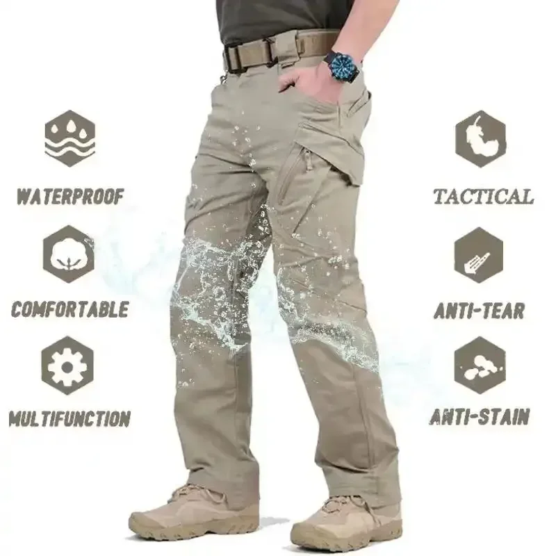 

Men's Outdoor Casual Tactical Pants Breath Waterproof Cargo Pant Retícula Camping Fishing Lightweight Trousers