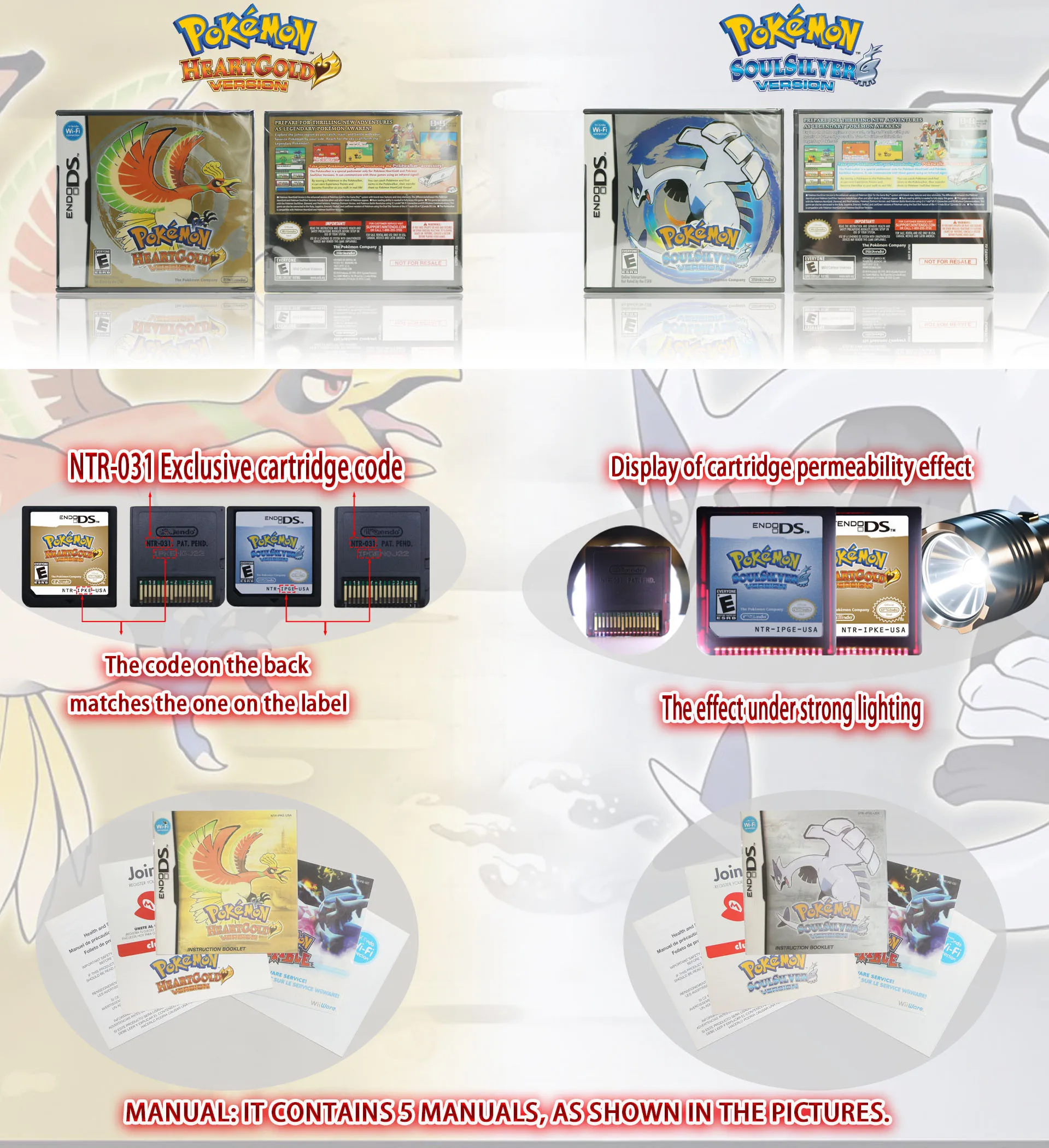 Pokémon Platinum Black White USA Version New Sealed Package With Box and Manuals DS Video Game Cartridge For DS 2DS 3DS Console